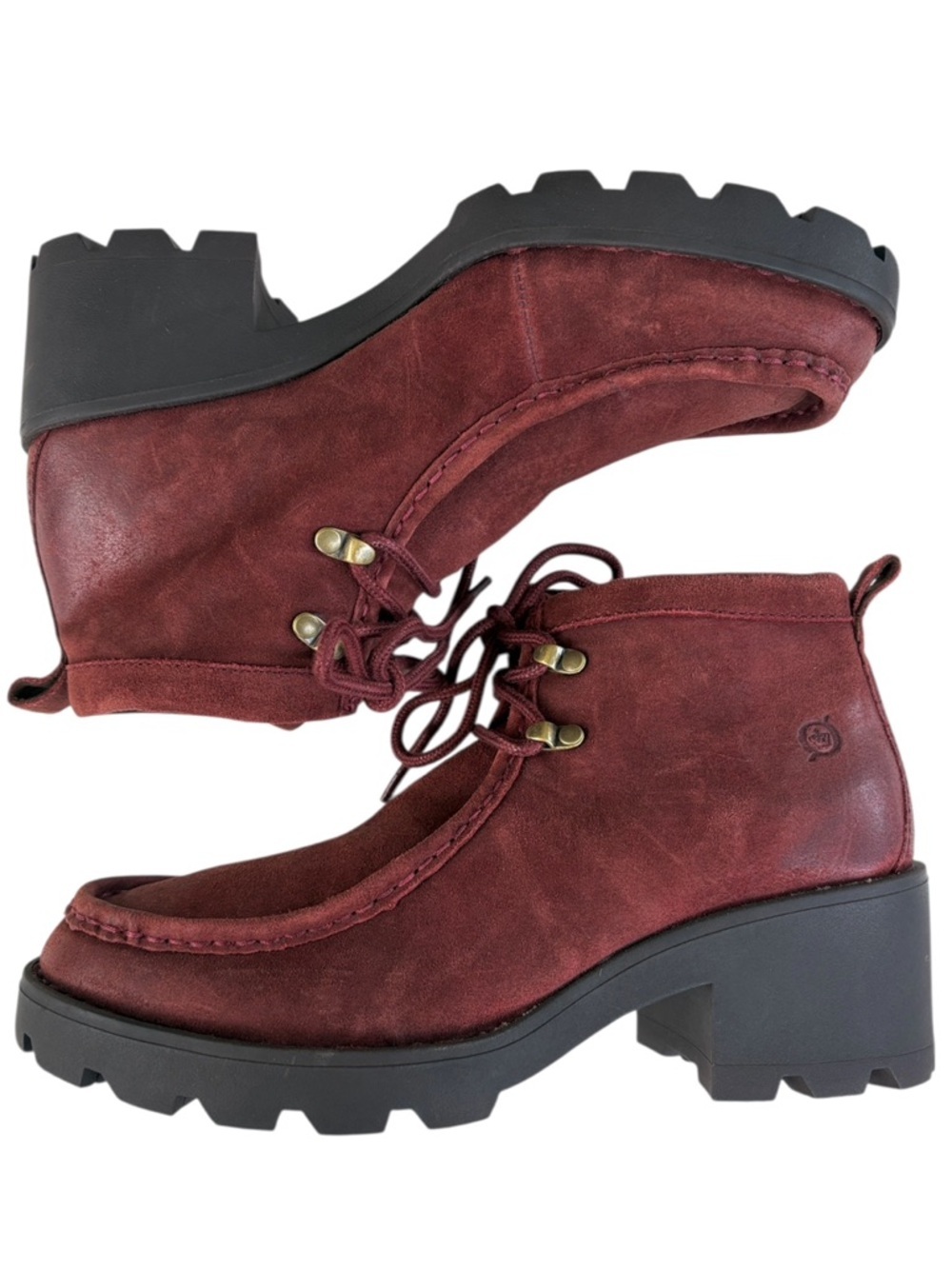 EUC Born Leather Griffin Boots Burgundy Size 8.5